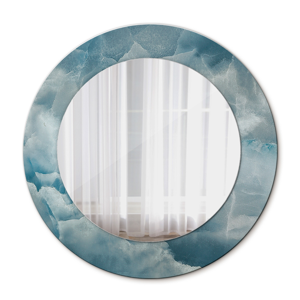 Miroir rond avec décoration Marbre bleu onyx