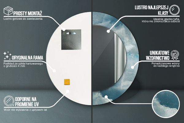 Miroir rond avec décoration Marbre bleu onyx