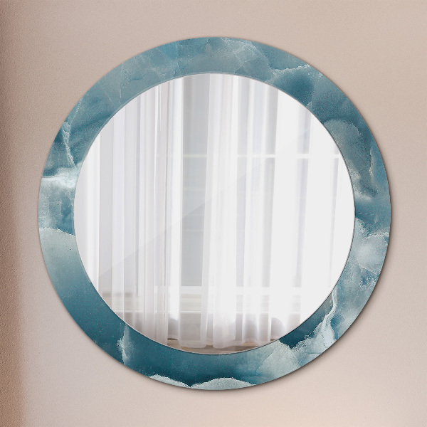 Miroir rond avec décoration Marbre bleu onyx