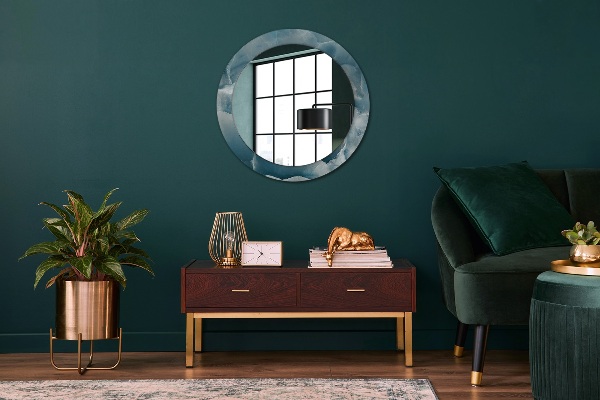 Miroir rond avec décoration Marbre bleu onyx
