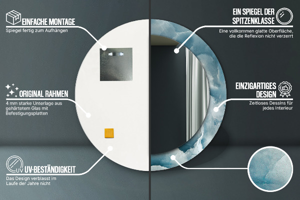 Miroir rond avec décoration Marbre bleu onyx