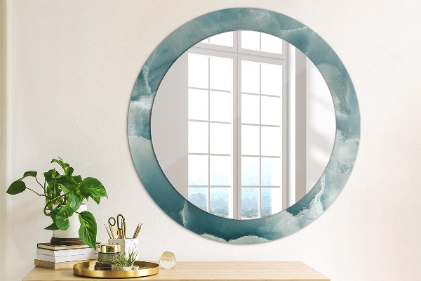 Miroir rond avec décoration Marbre bleu onyx
