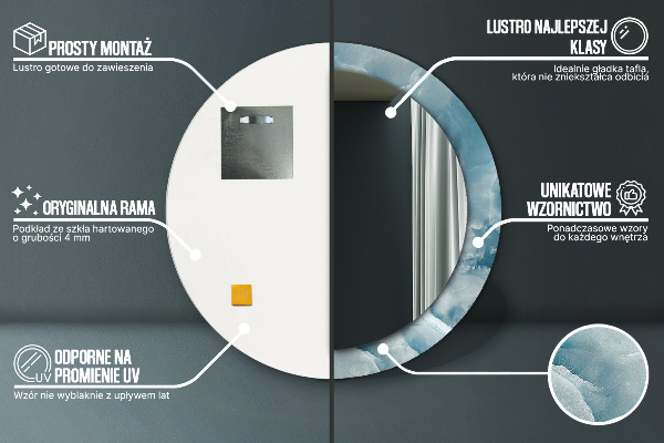 Miroir rond avec décoration Marbre bleu onyx