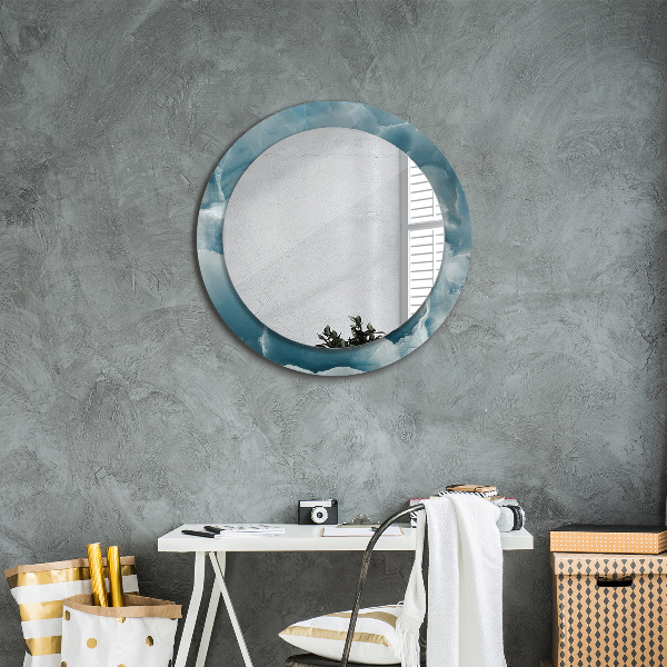 Miroir rond avec décoration Marbre bleu onyx