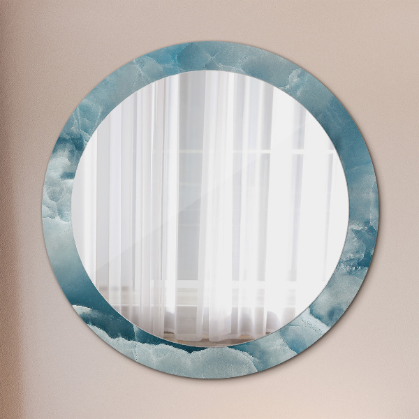 Miroir rond avec décoration Marbre bleu onyx