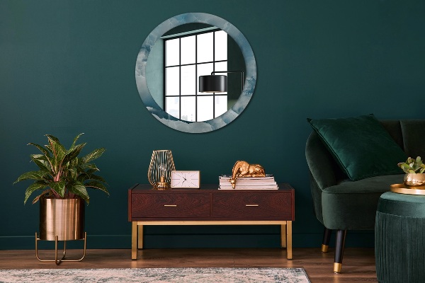 Miroir rond avec décoration Marbre bleu onyx