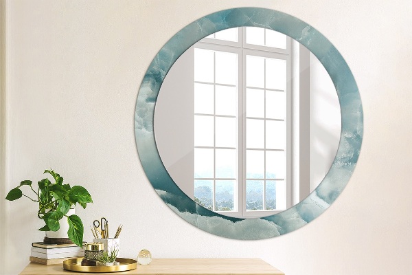 Miroir rond avec décoration Marbre bleu onyx