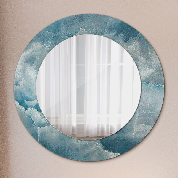 Miroir rond avec décoration Marbre bleu onyx