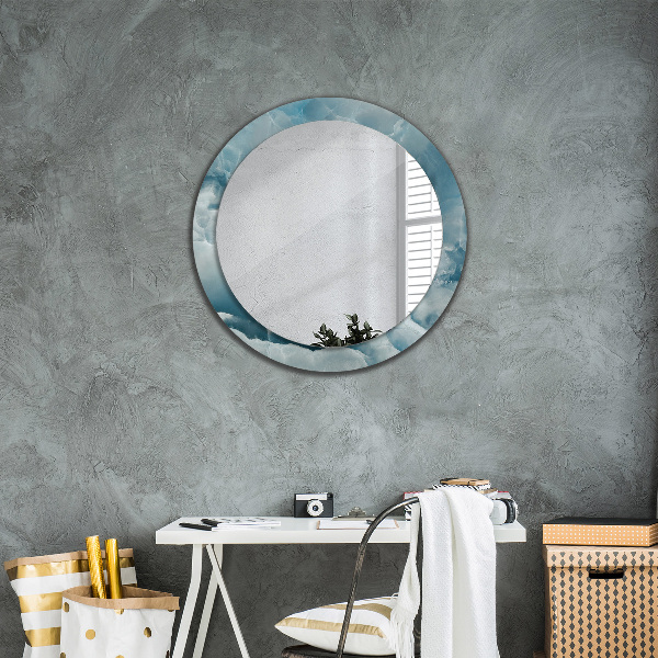 Miroir rond avec décoration Marbre bleu onyx