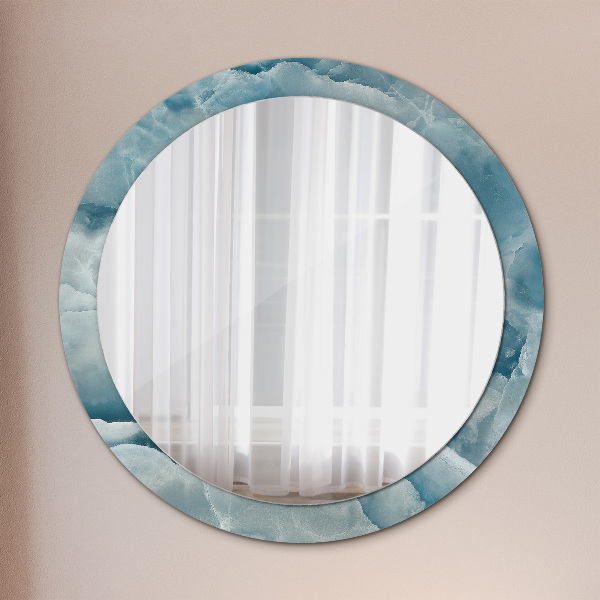 Miroir rond avec décoration Marbre bleu onyx