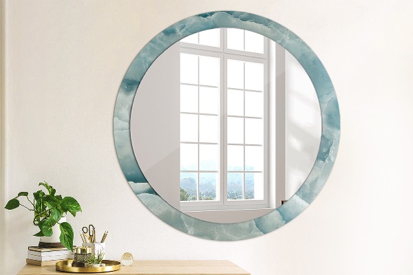 Miroir rond avec décoration Marbre bleu onyx