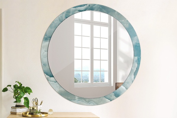 Miroir rond avec décoration Marbre bleu onyx