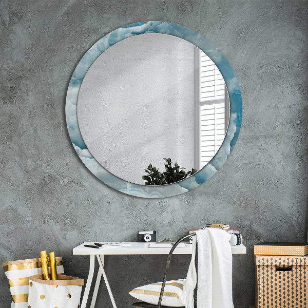 Miroir rond avec décoration Marbre bleu onyx