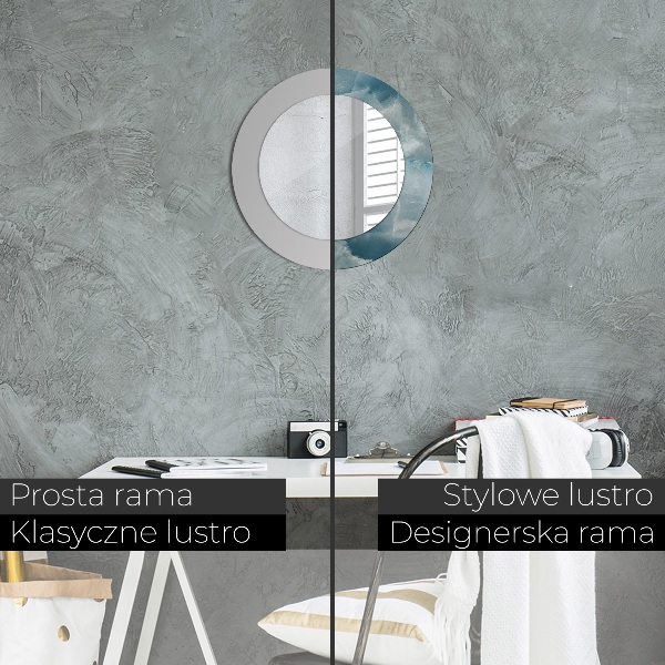 Miroir rond avec décoration Marbre bleu onyx