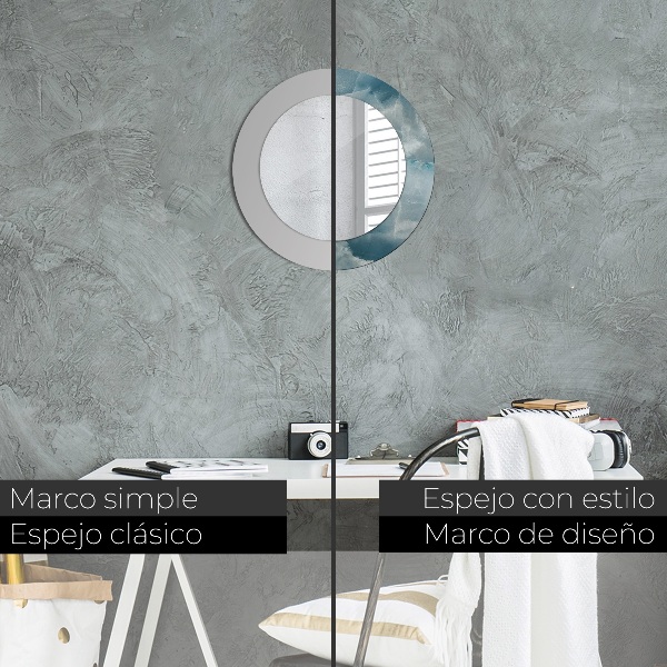 Miroir rond avec décoration Marbre bleu onyx