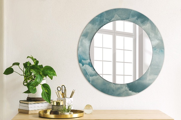 Miroir rond avec décoration Marbre bleu onyx