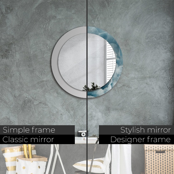 Miroir rond avec décoration Marbre bleu onyx