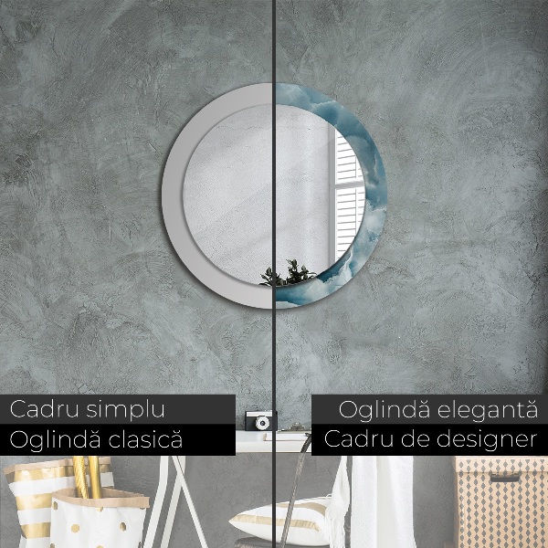 Miroir rond avec décoration Marbre bleu onyx
