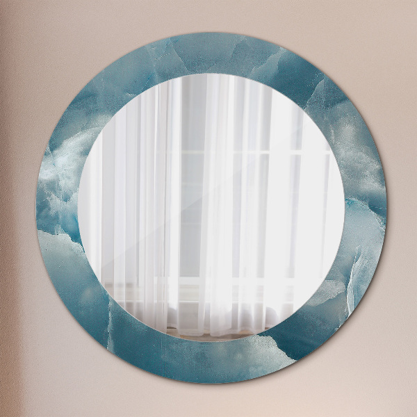 Miroir rond avec décoration Marbre bleu onyx