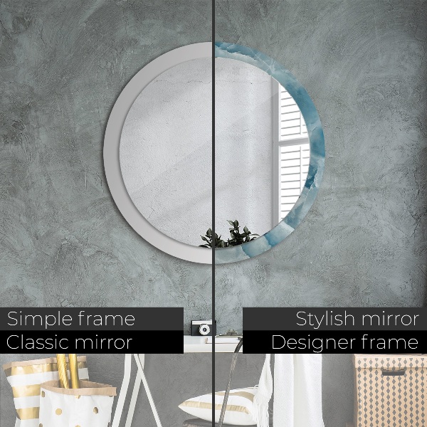Miroir rond avec décoration Marbre bleu onyx