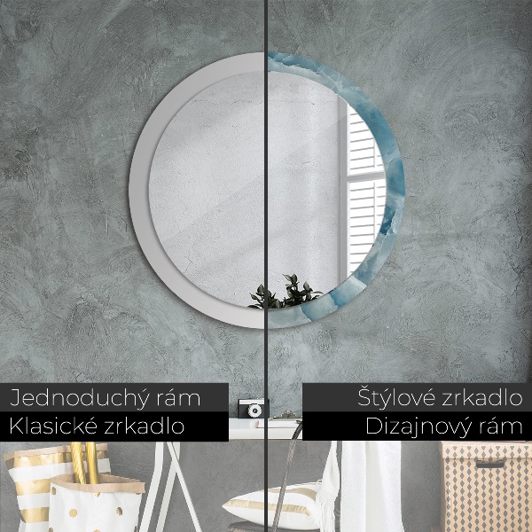 Miroir rond avec décoration Marbre bleu onyx