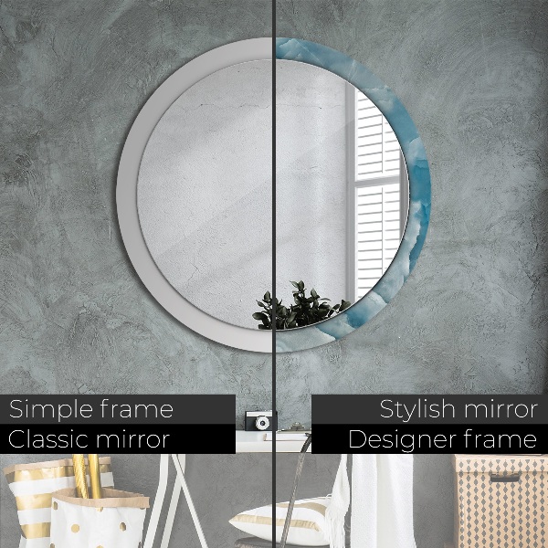 Miroir rond avec décoration Marbre bleu onyx