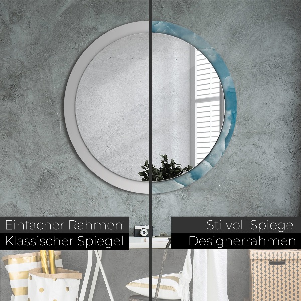 Miroir rond avec décoration Marbre bleu onyx