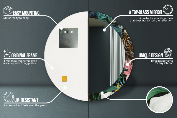 Miroir rond avec décoration Forêt dans la jungle