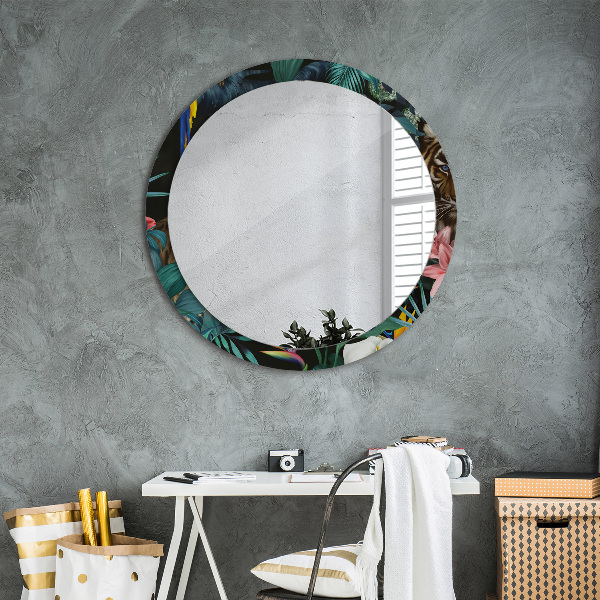 Miroir rond avec décoration Forêt dans la jungle