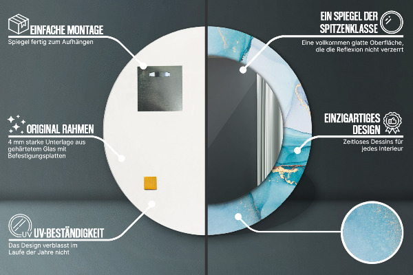 Miroir rond avec décoration Fluide abstrait