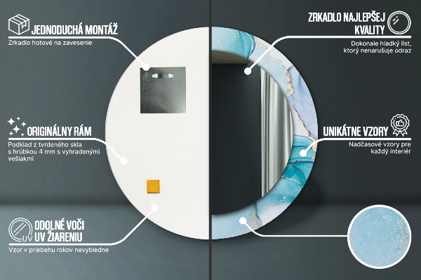 Miroir rond avec décoration Fluide abstrait