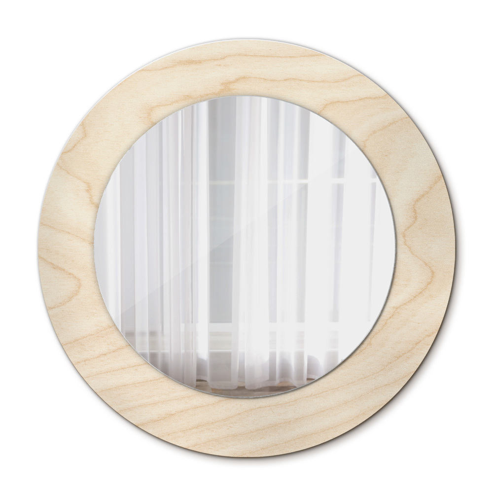 Miroir rond avec décoration Texture du bois