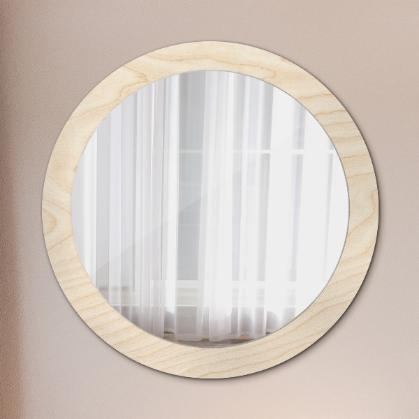 Miroir rond avec décoration Texture du bois