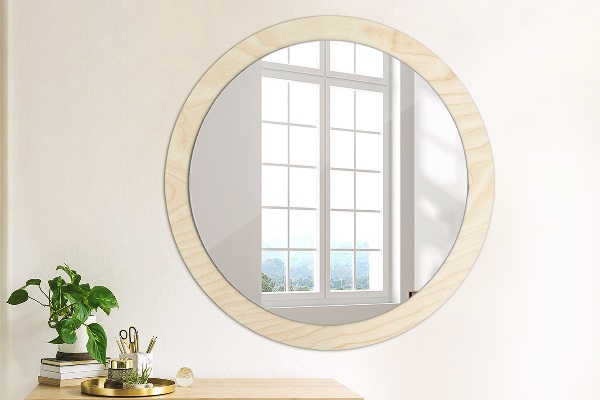 Miroir rond avec décoration Texture du bois