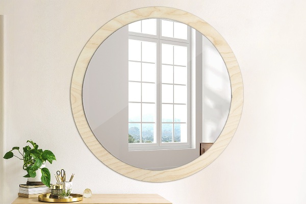 Miroir rond avec décoration Texture du bois