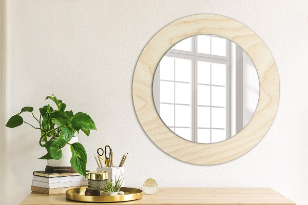 Miroir rond avec décoration Texture du bois