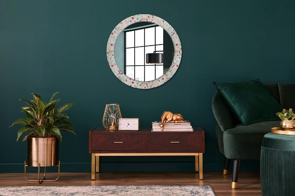 Miroir rond avec décoration Fleurs sauvages