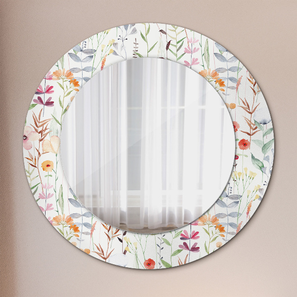 Miroir rond avec décoration Fleurs sauvages