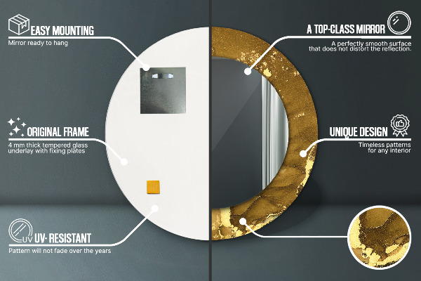 Miroir rond avec décoration Tourbillons métalliques