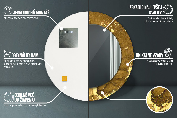 Miroir rond avec décoration Tourbillons métalliques