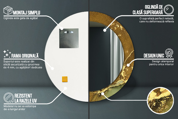 Miroir rond avec décoration Tourbillons métalliques