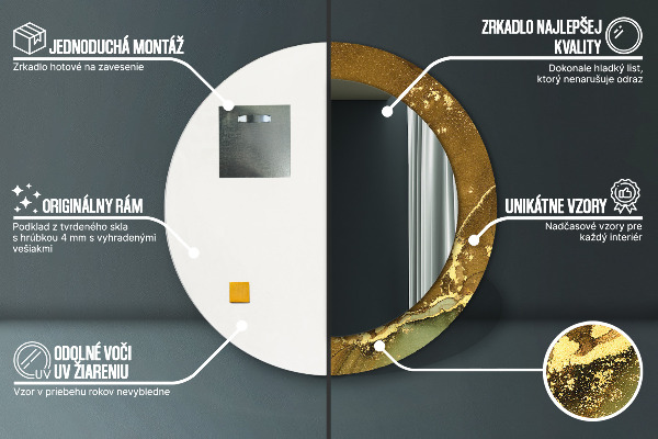 Miroir rond avec décoration Tourbillons métalliques