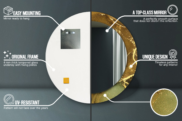 Miroir rond avec décoration Tourbillons métalliques