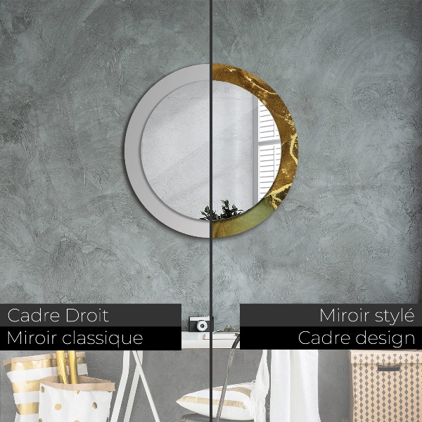 Miroir rond avec décoration Tourbillons métalliques