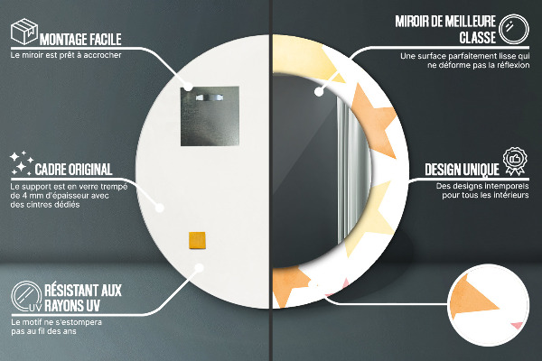 Miroir rond imprimé Étoiles pastel