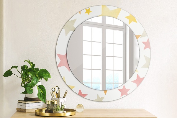 Miroir rond imprimé Étoiles pastel