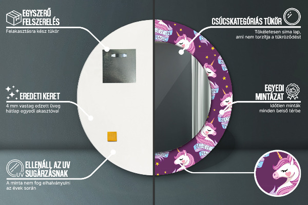 Miroir rond imprimé Stars de la licorne