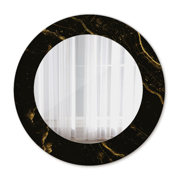 Miroir rond imprimé Marbre noir