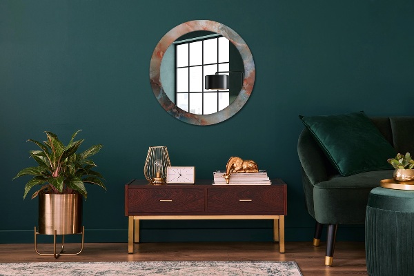 Miroir rond imprimé Marbles onyx