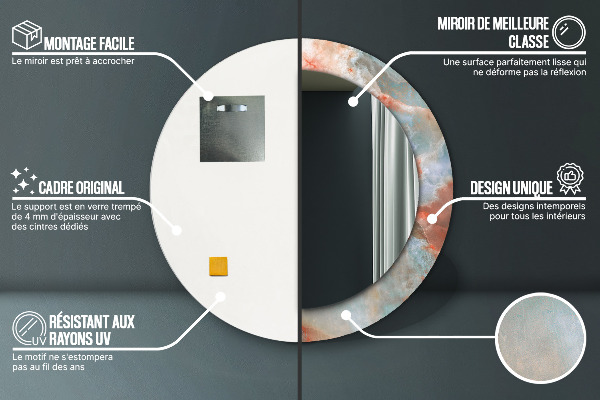 Miroir rond imprimé Marbles onyx